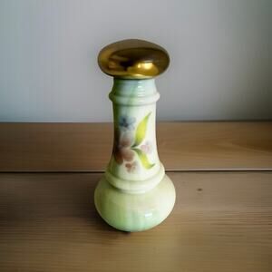 Vintage Avon Moonwind Cologne Bottle, Flair Milk Glass Floral Vanity Decor, 1970